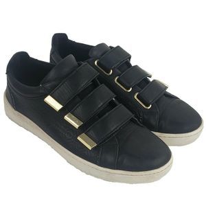 Aldo Womens Black Gold Strap Sneakers Size 7